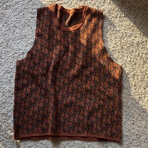 Beautiful Rust color " Monogram Knit Vest in Rust and Black